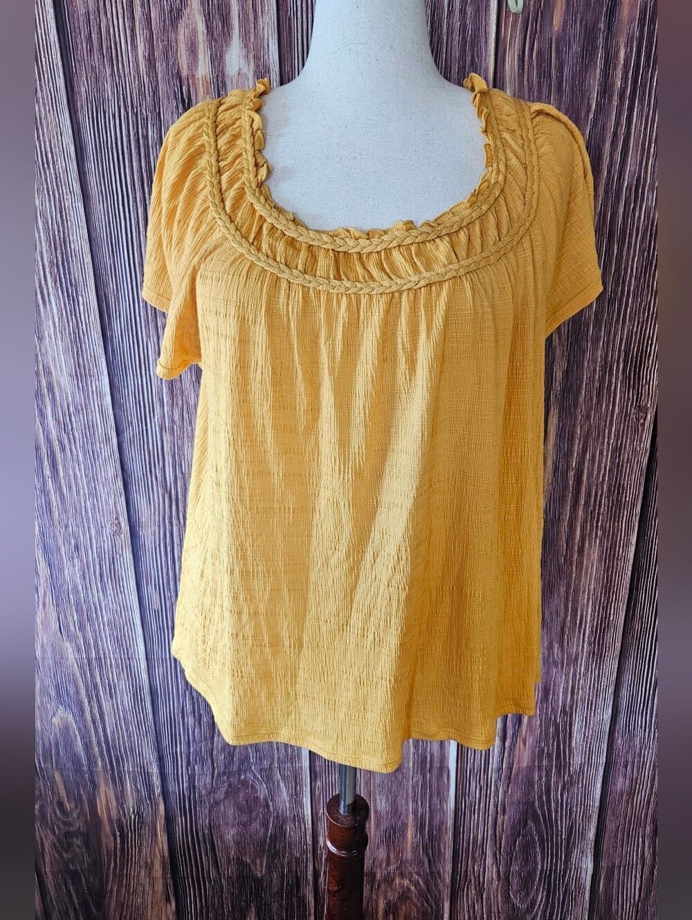 NWT Max Studio Textured Knit Braid Trim Top Plus Size 3X